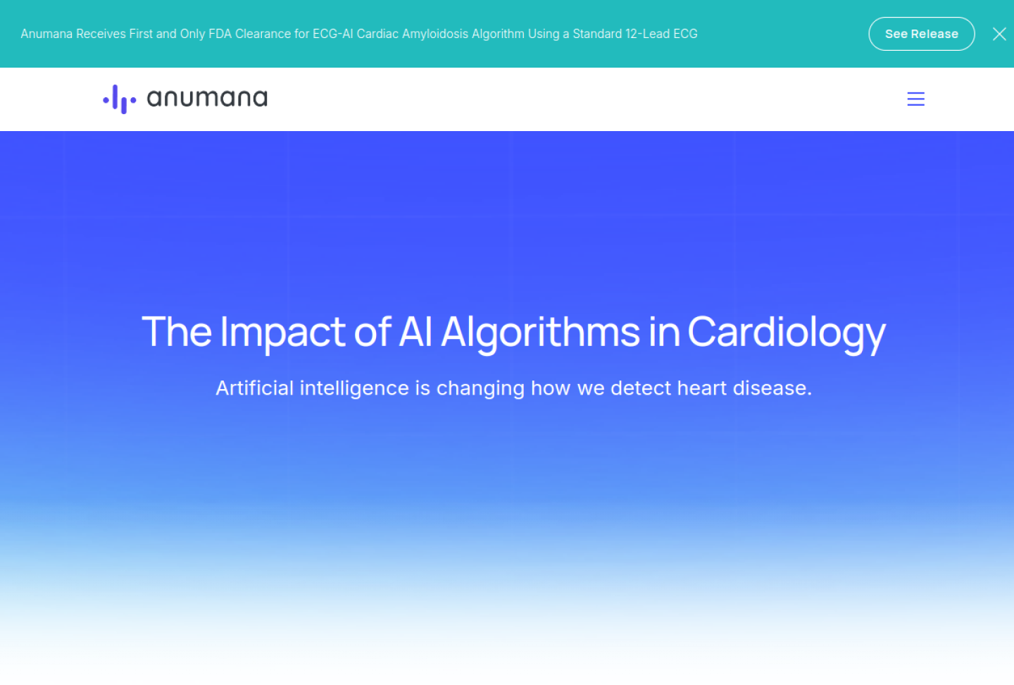 Screenshot of the official Anumana ECG-AI product page
