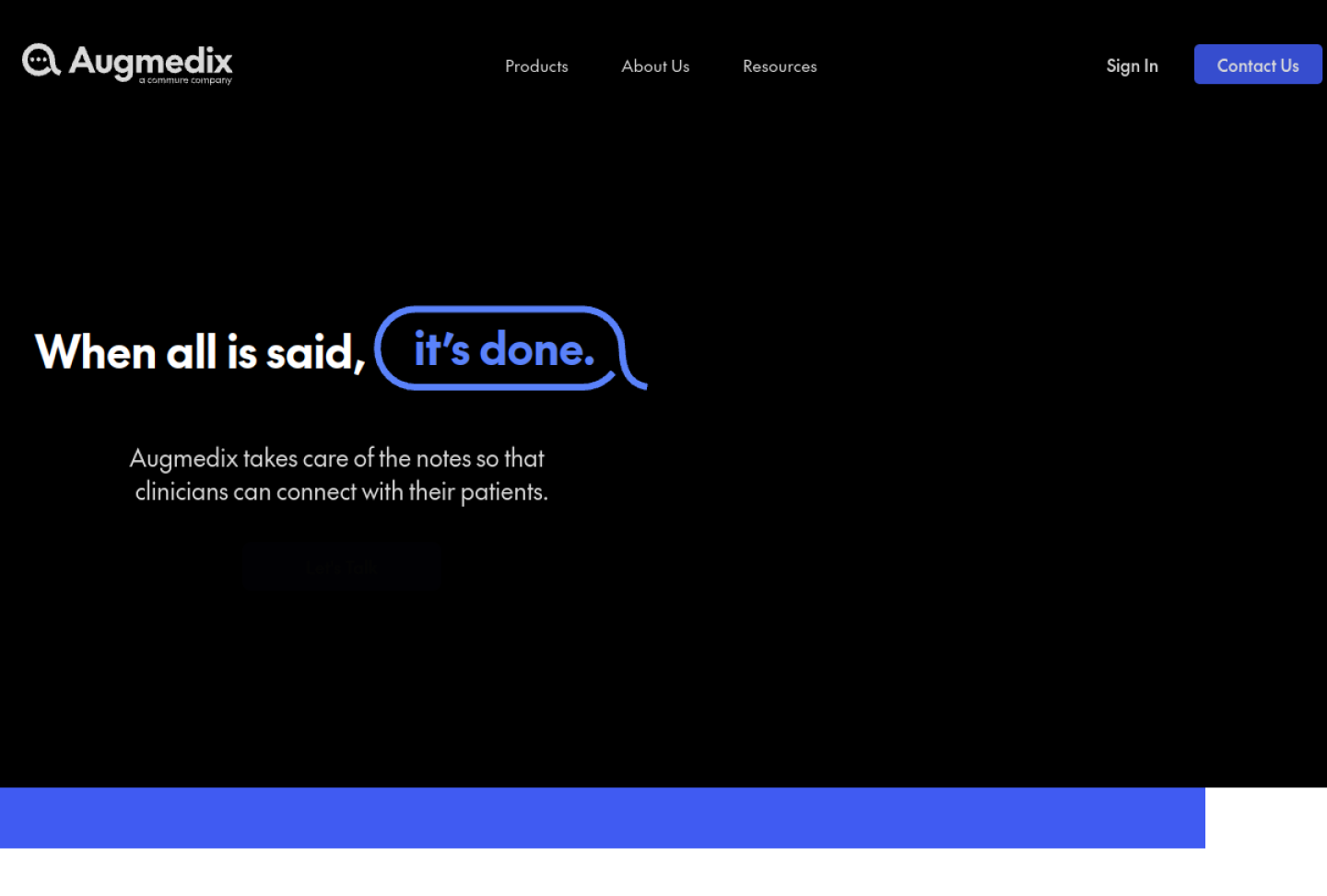 Screenshot of the official Augmedix product page