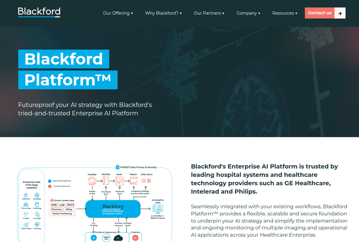 Screenshot of the official Blackford Platform product page