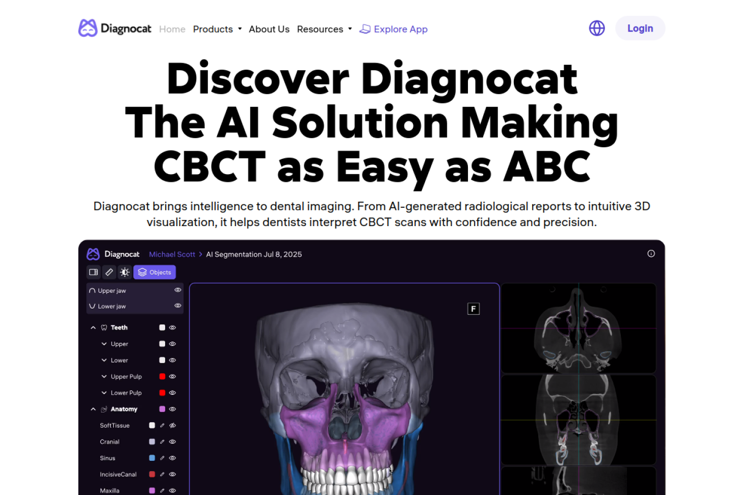 Screenshot of the official Diagnocat product page
