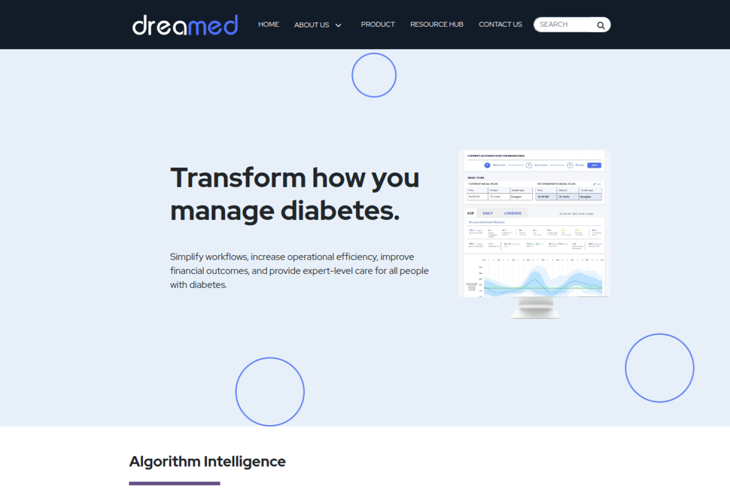 Screenshot of the official DreaMed endo.digital product page