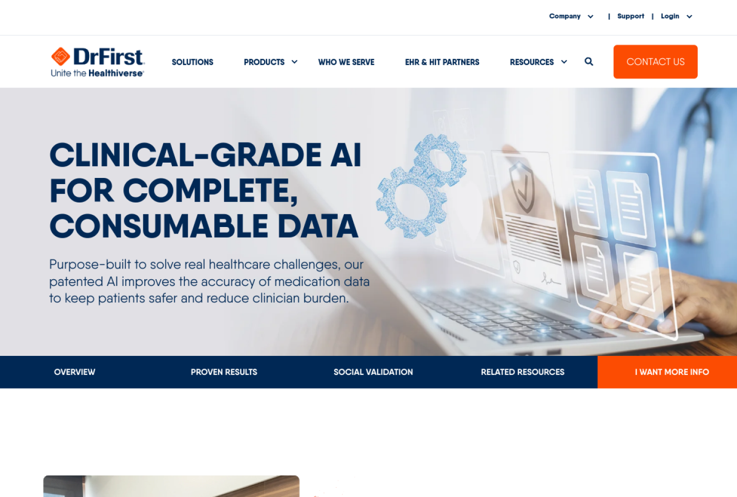 Screenshot of the official DrFirst Clinical-Grade AI product page