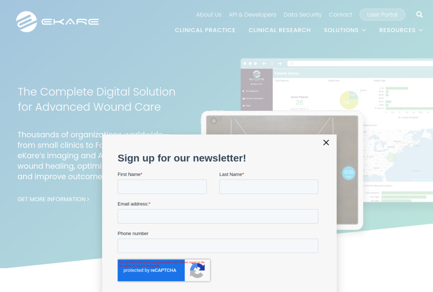 Screenshot of the official eKare inSight product page