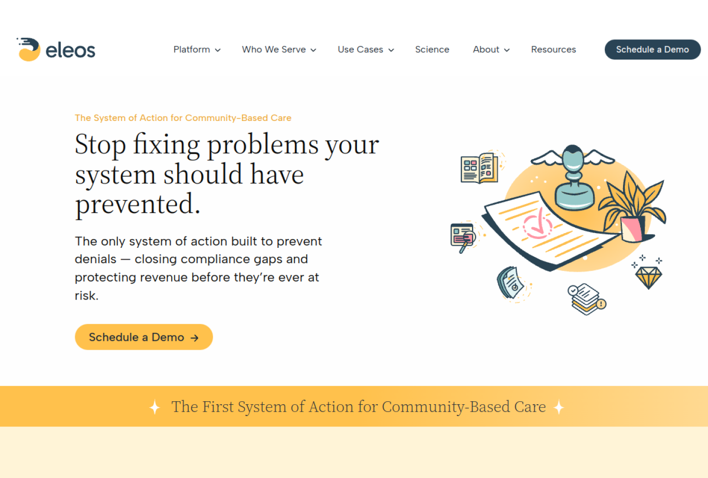 Screenshot of the official Eleos Health product page