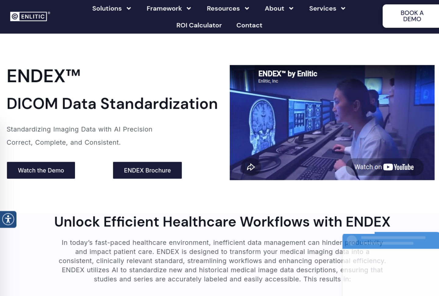 Screenshot of the official Enlitic ENDEX product page