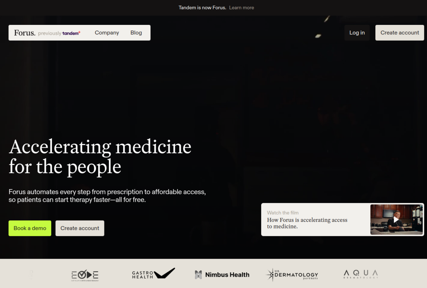 Screenshot of the official Forus product page
