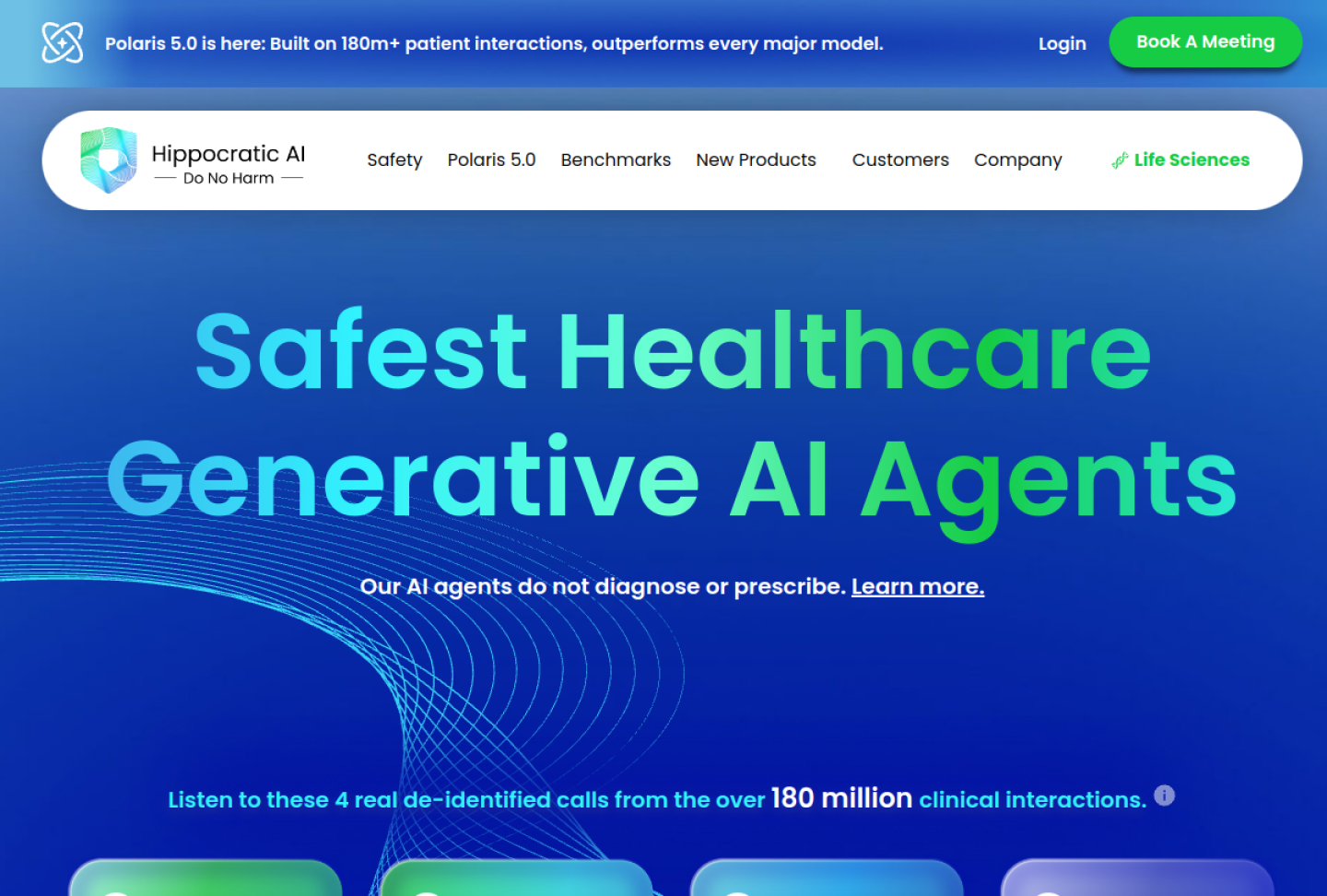 Screenshot of the official Hippocratic AI product page