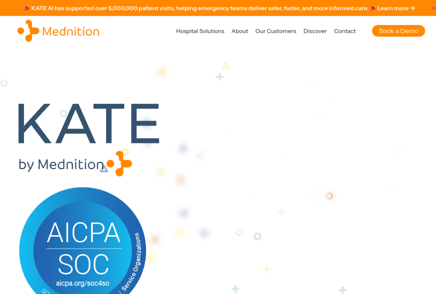 Screenshot of the official Mednition KATE product page
