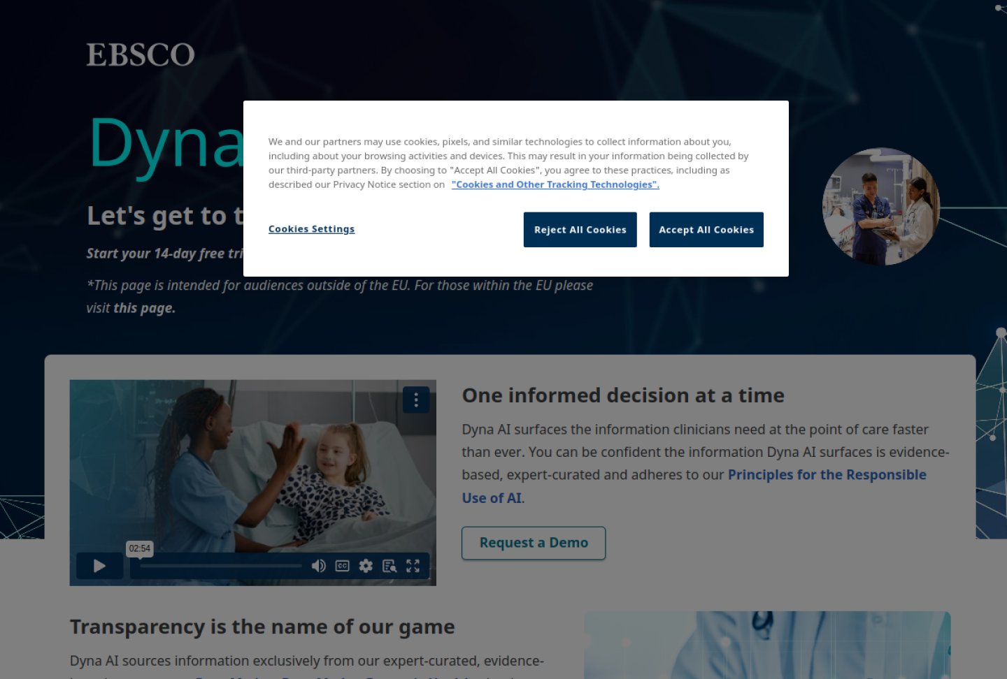 Screenshot of the official Dyna AI product page
