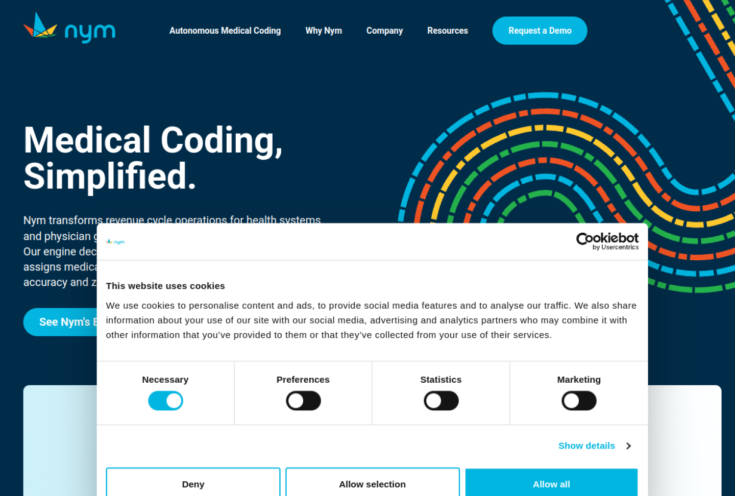 Screenshot of the official Nym product page