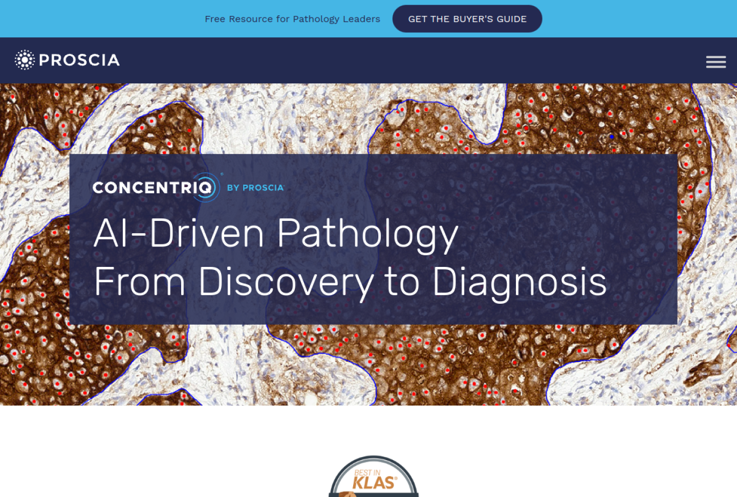 Screenshot of the official Proscia product page