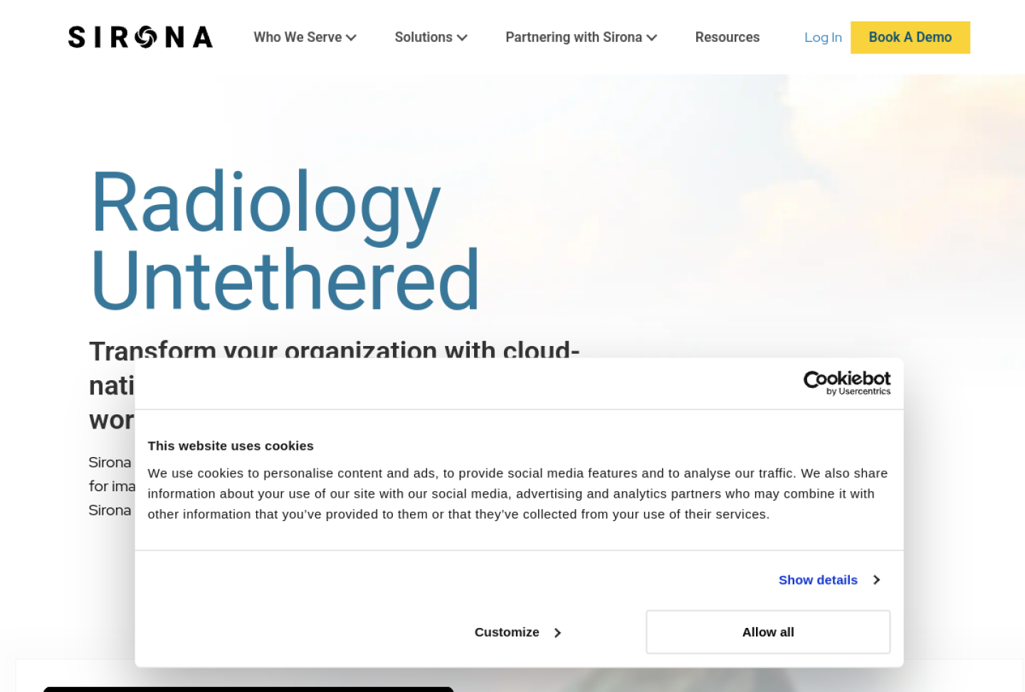 Screenshot of the official Sirona RadOS product page