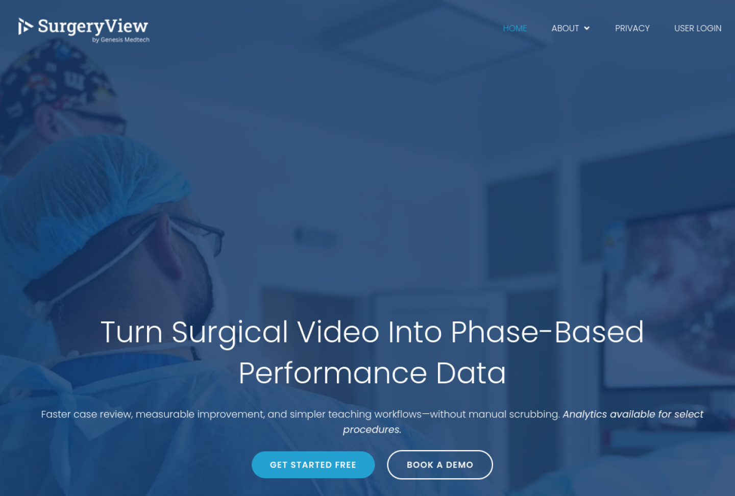 Screenshot of the official SurgeryView.ai product page