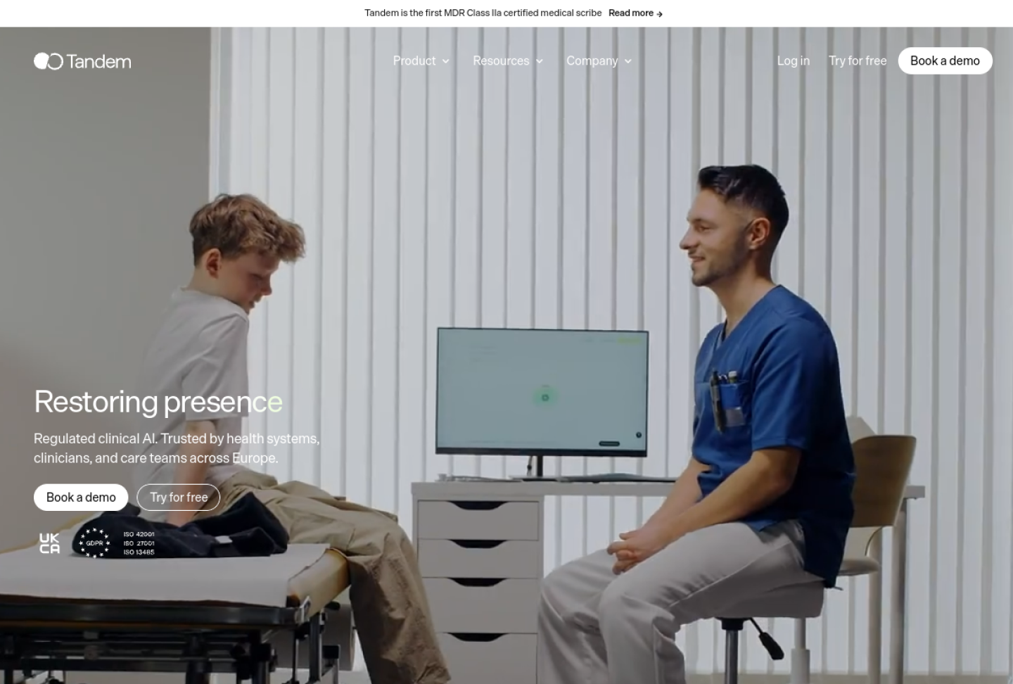 Screenshot of the official Tandem Health product page
