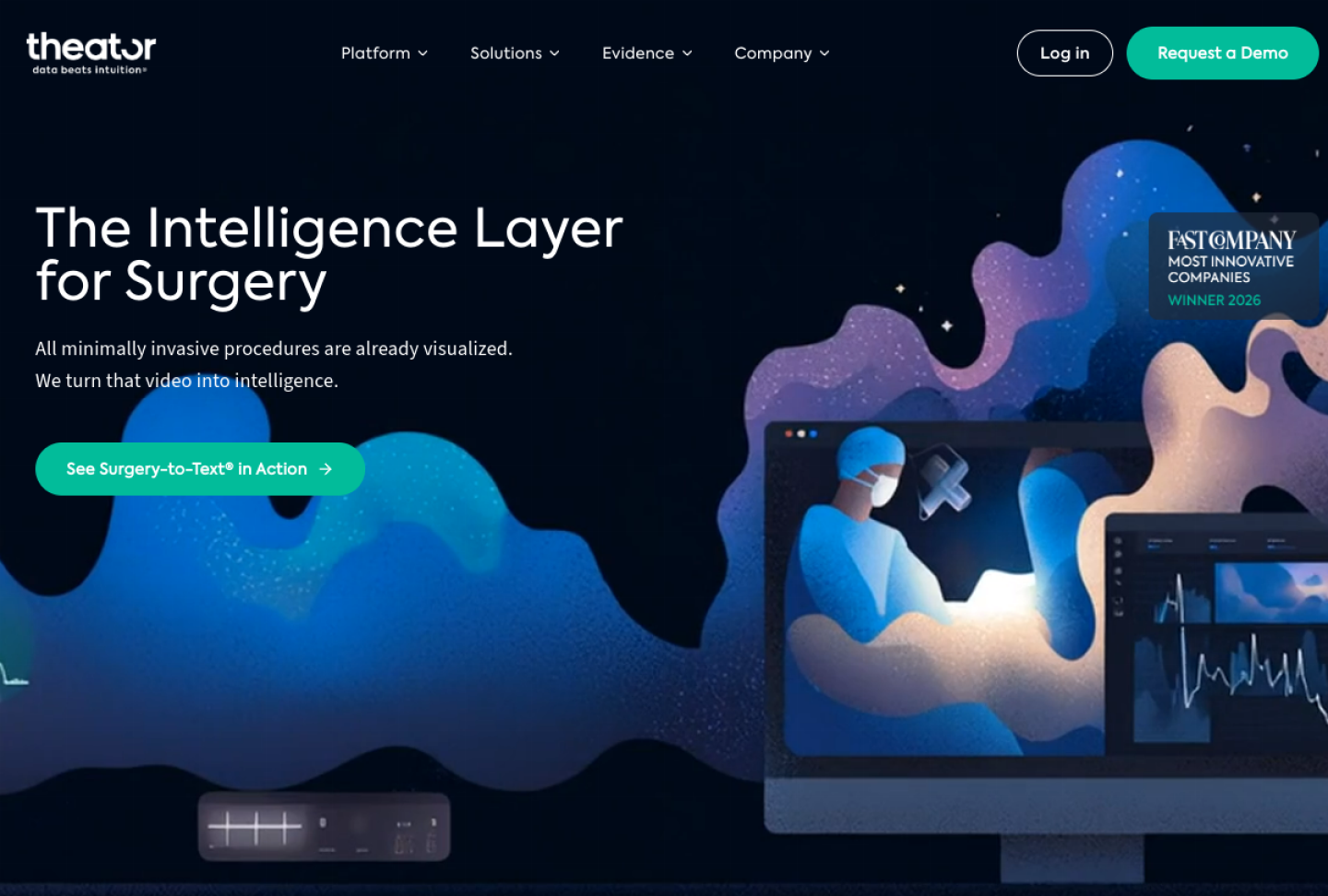 Screenshot of the official Theator product page
