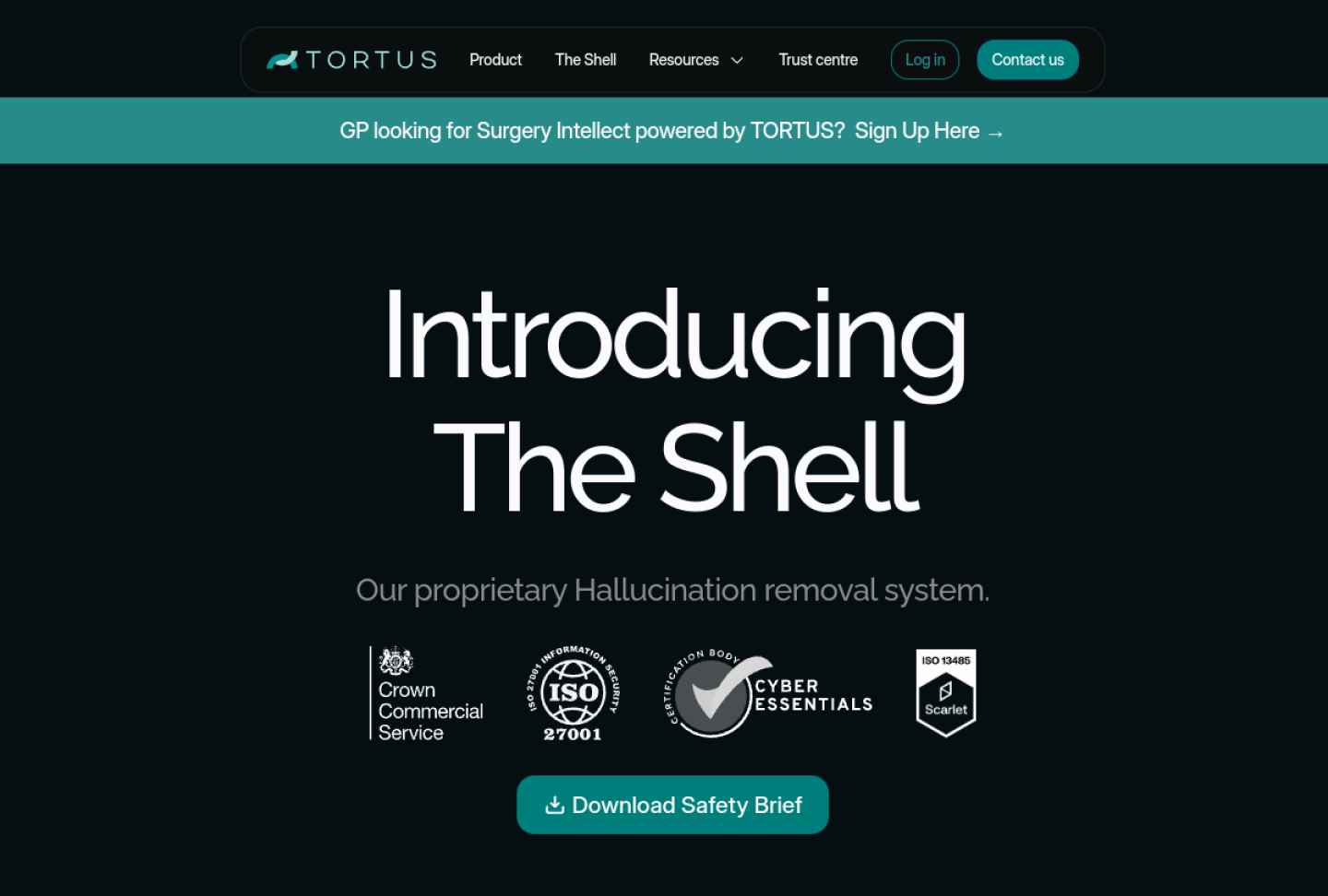Screenshot of the official TORTUS product page