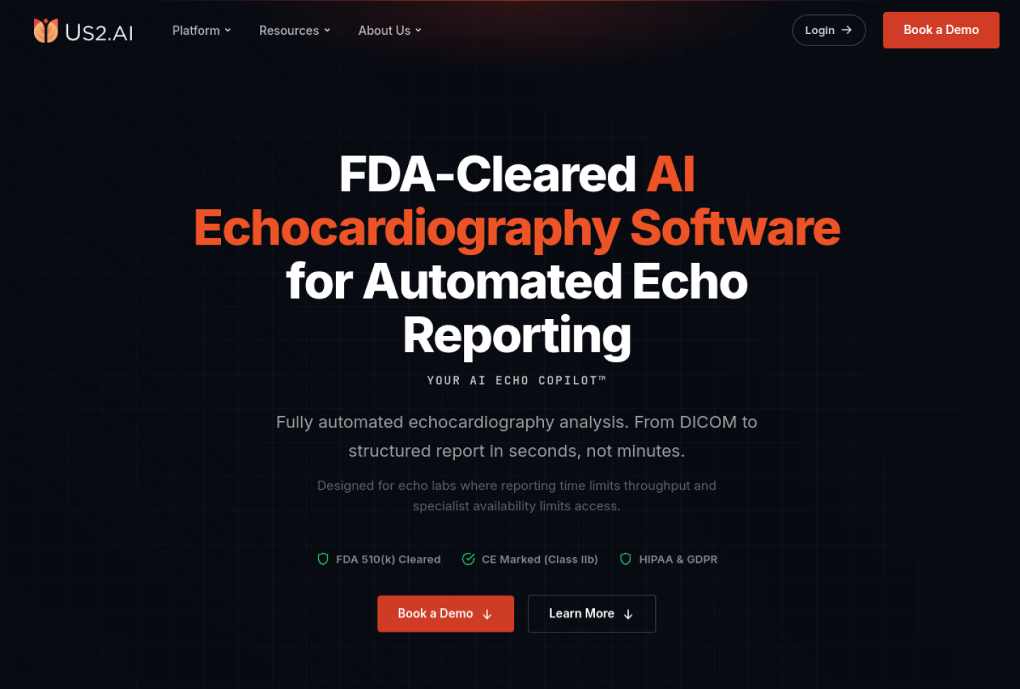 Screenshot of the official Us2.ai product page