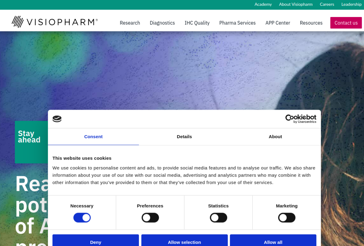 Screenshot of the official Visiopharm product page
