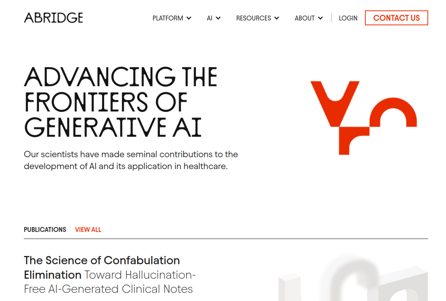 Screenshot of the official Abridge product page