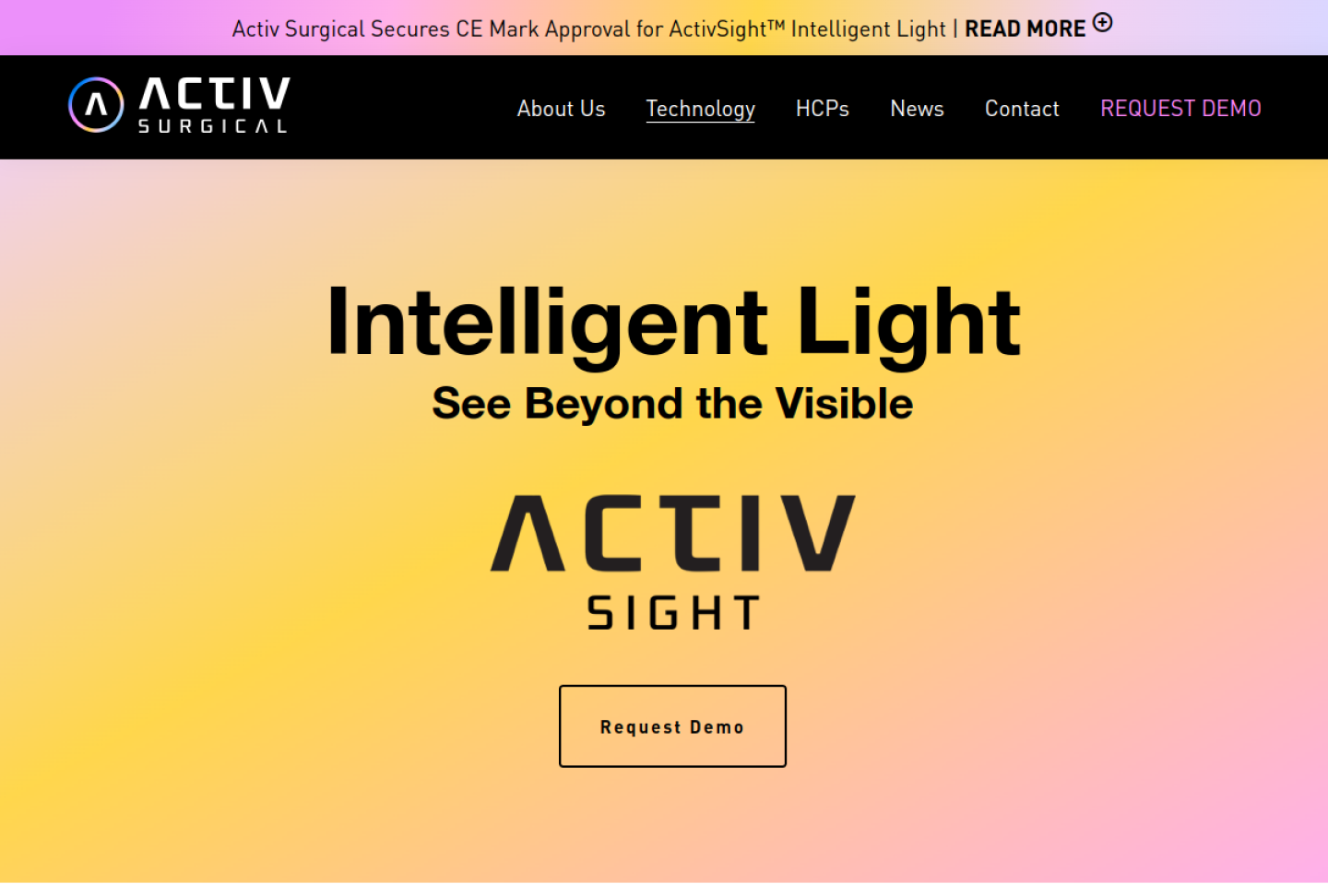 Screenshot of the official Activ Surgical ActivSight product page