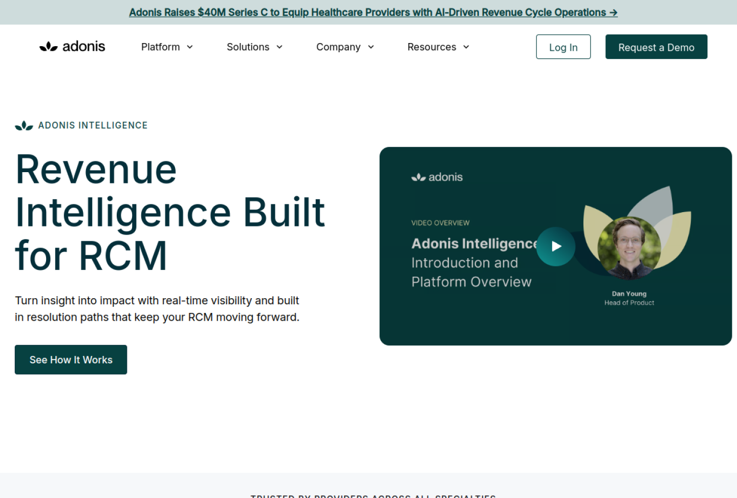 Screenshot of the official Adonis Intelligence product page