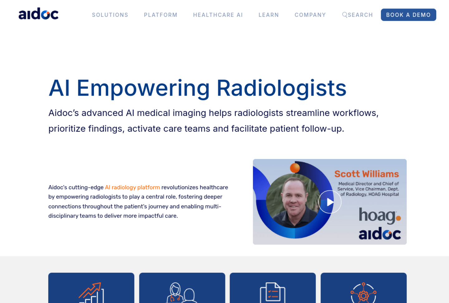 Screenshot of the official Aidoc product page