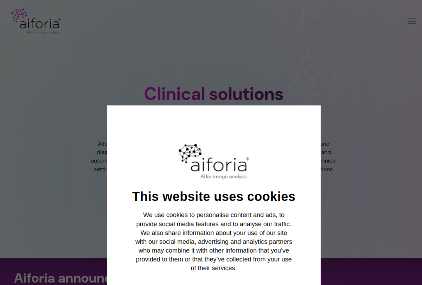 Screenshot of the official Aiforia product page