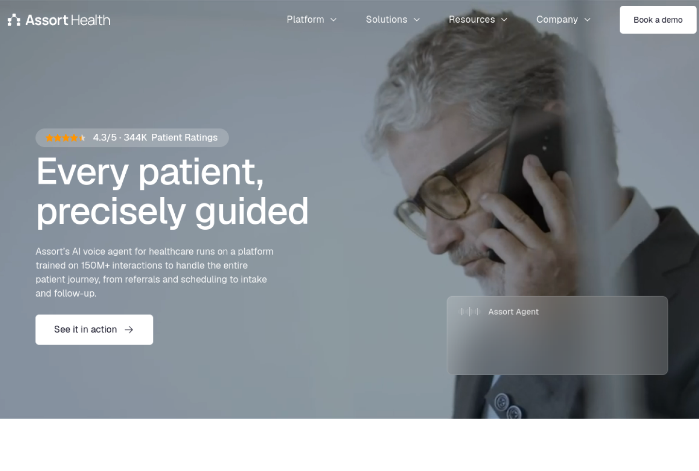 Screenshot of the official Assort Health product page