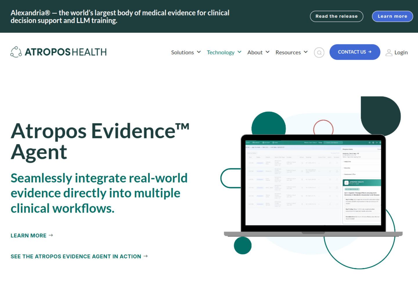 Screenshot of the official Atropos Health product page