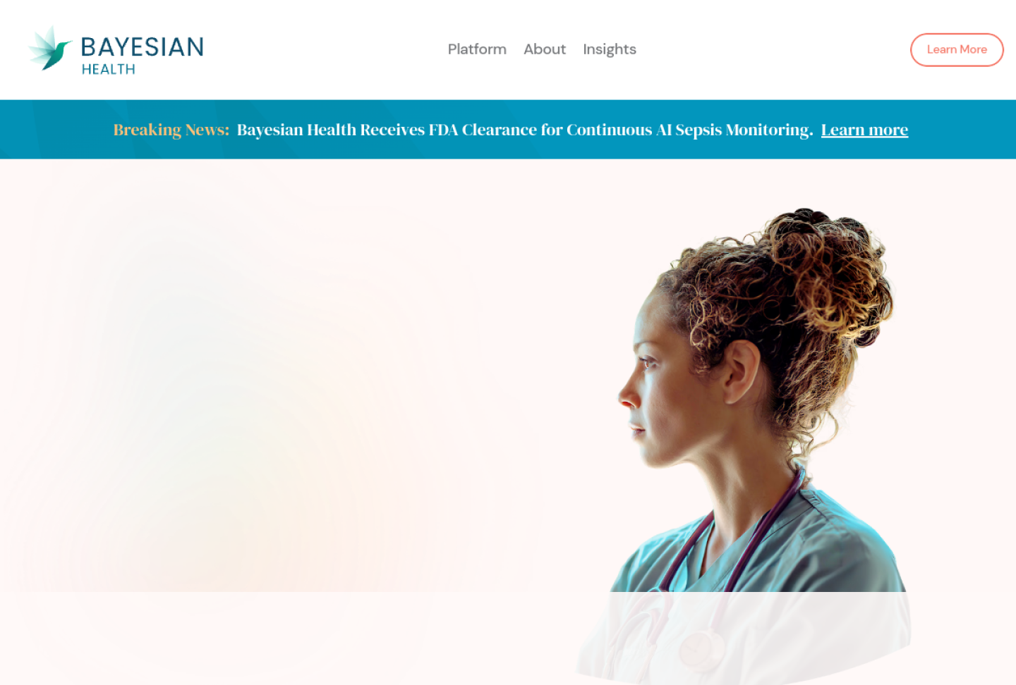 Screenshot of the official Bayesian Health product page