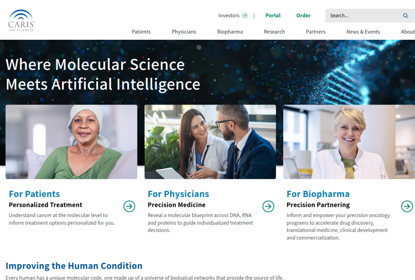 Screenshot of the official Caris Life Sciences product page