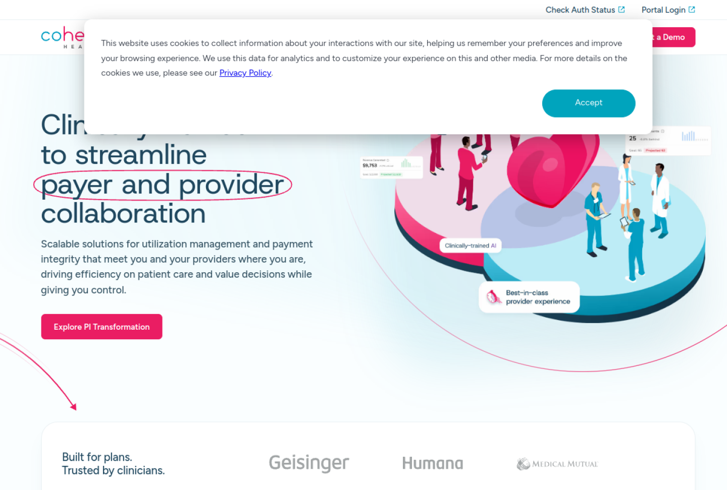 Screenshot of the official Cohere Health product page