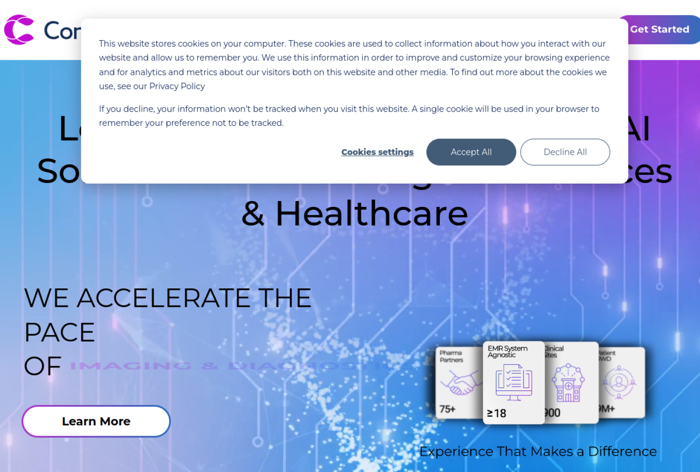 Screenshot of the official ConcertAI product page