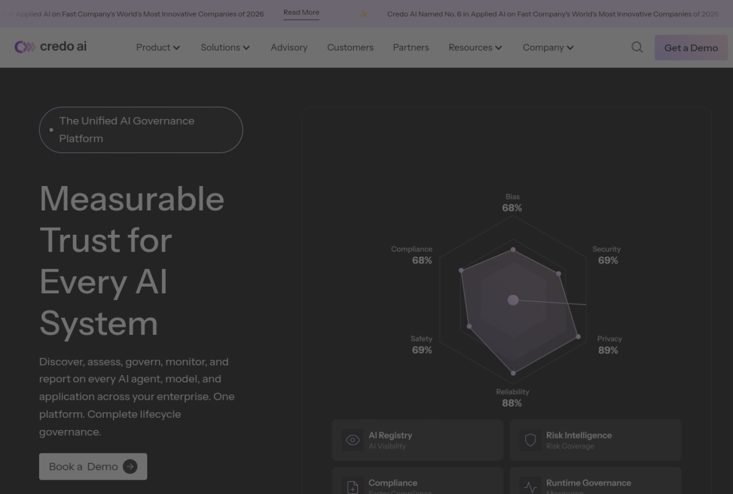 Screenshot of the official Credo AI Platform product page