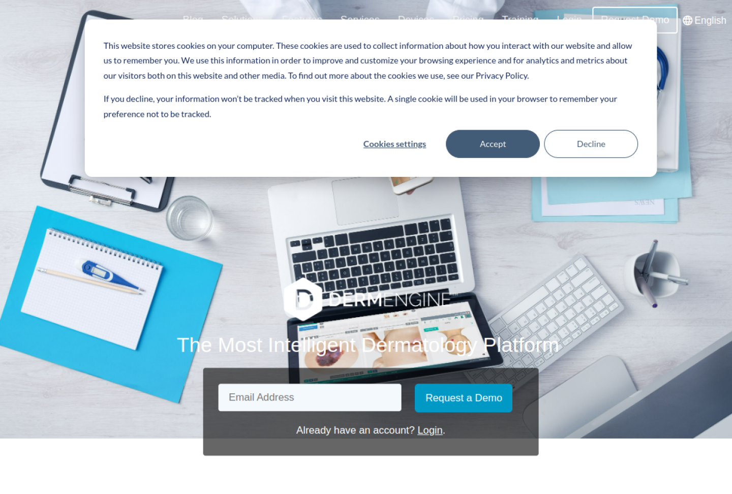 Screenshot of the official DermEngine product page
