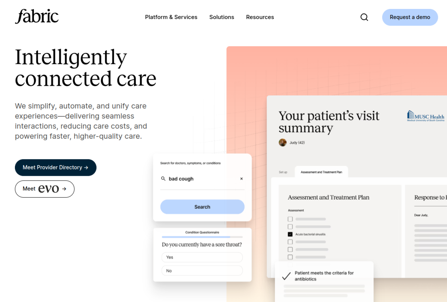 Screenshot of the official Fabric product page