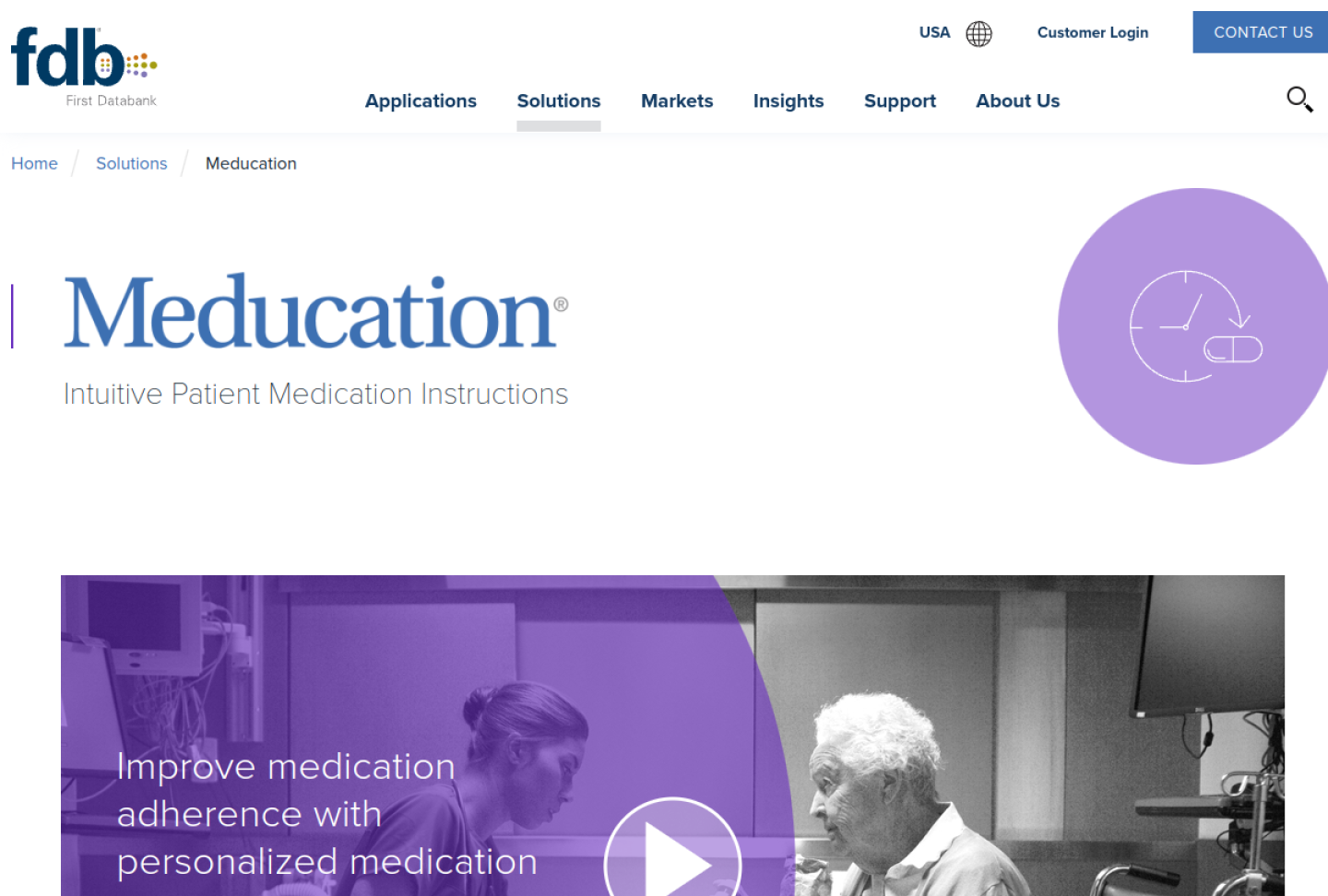 Screenshot of the official FDB Meducation product page