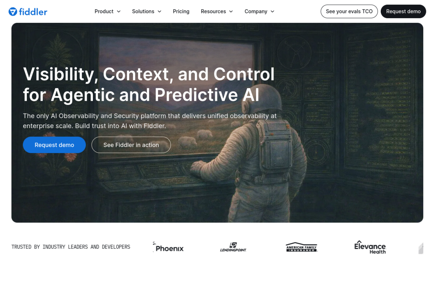 Screenshot of the official Fiddler AI Observability product page