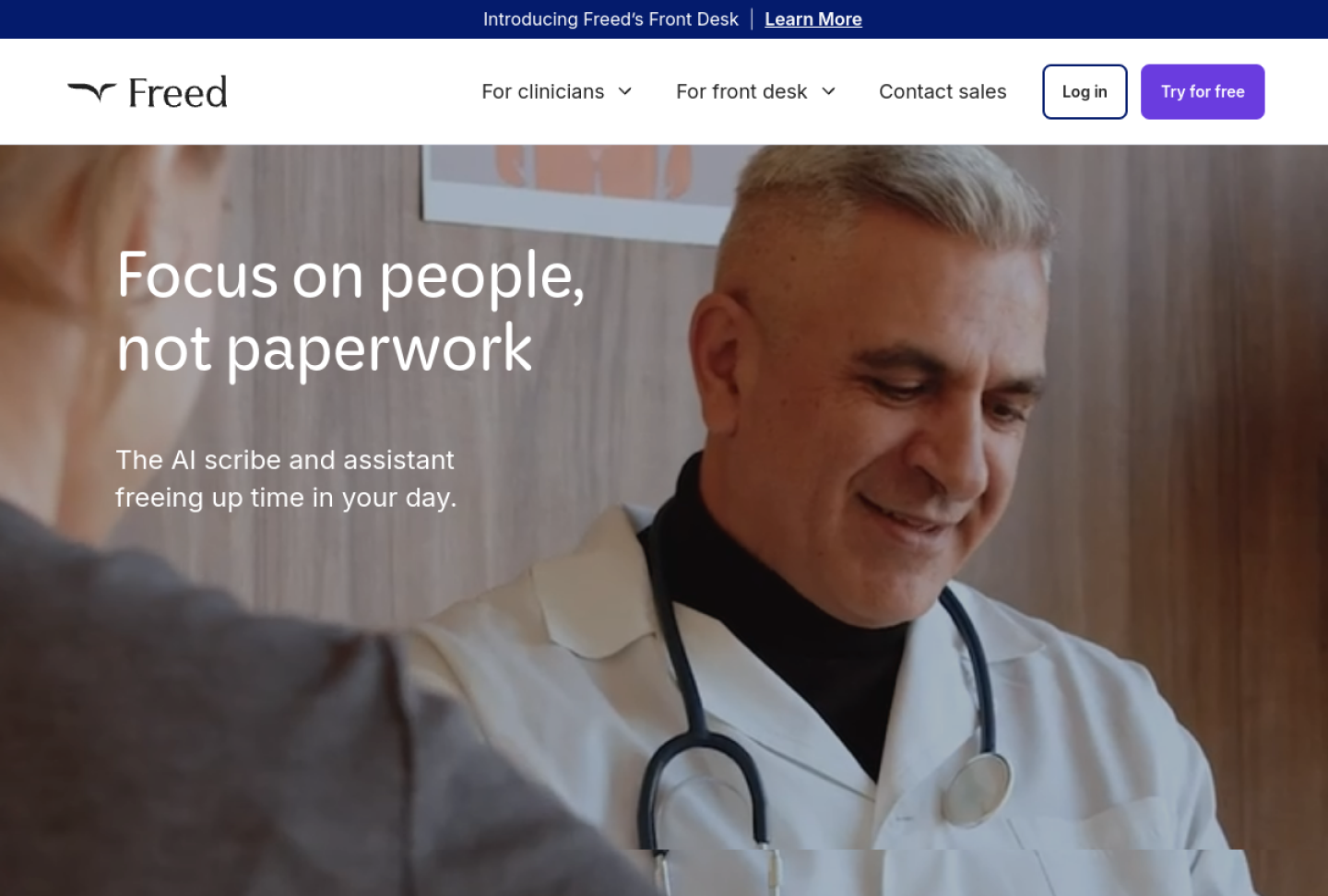 Screenshot of the official Freed product page