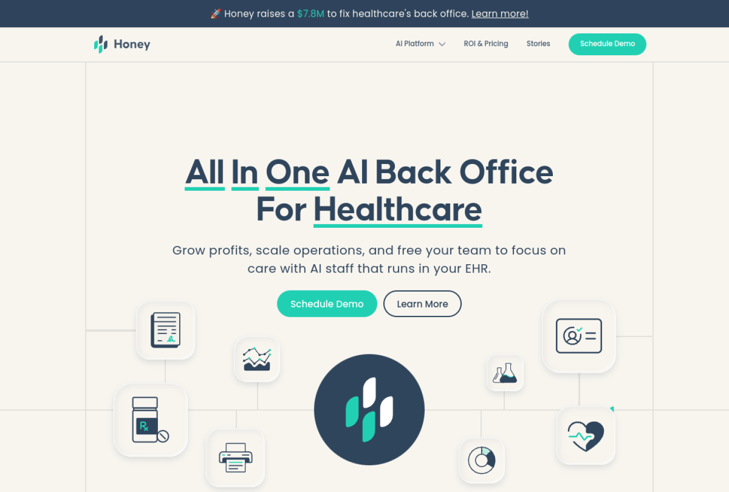 Screenshot of the official Honey Health product page