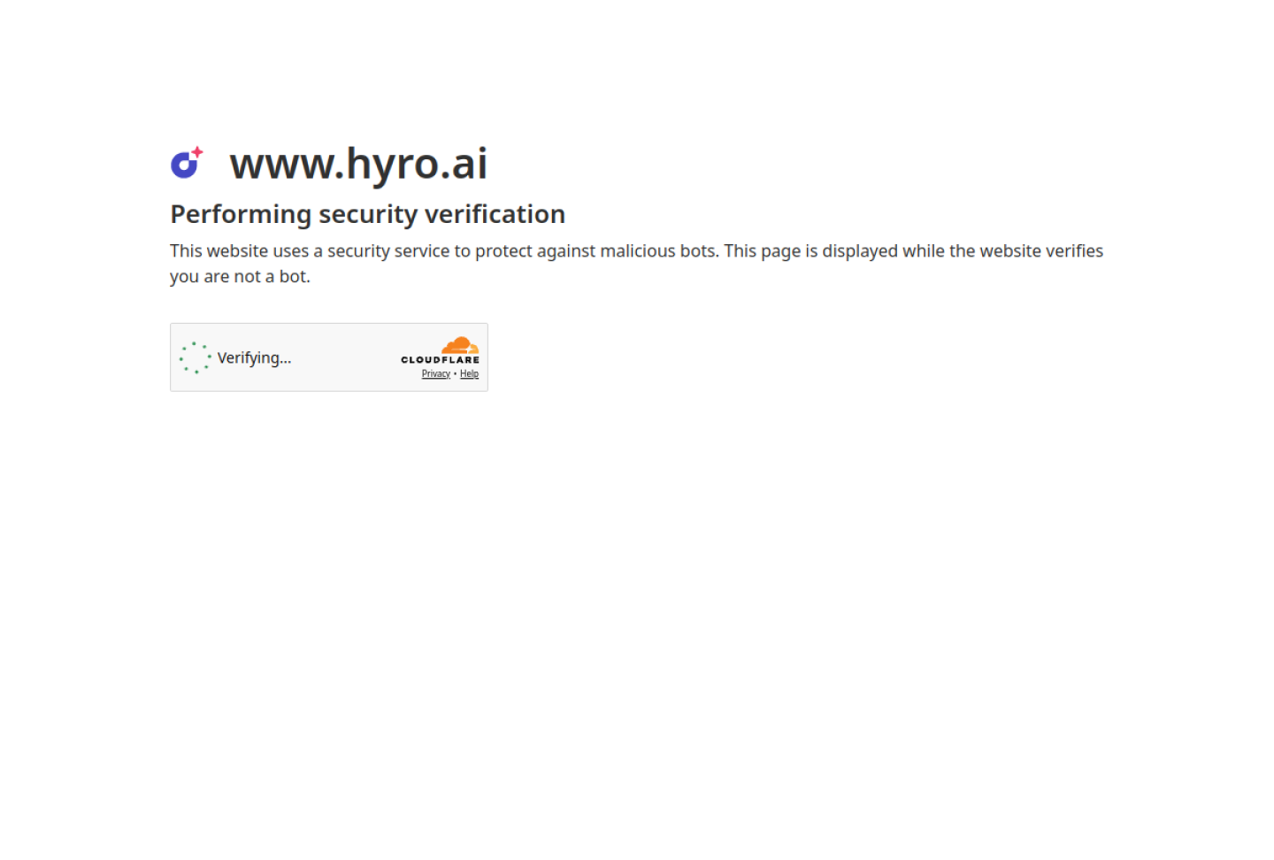 Screenshot of the official Hyro product page