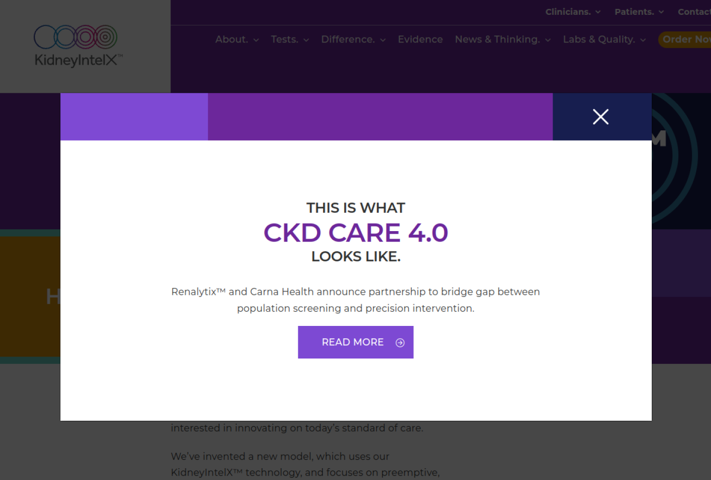 Screenshot of the official KidneyIntelX.dkd product page