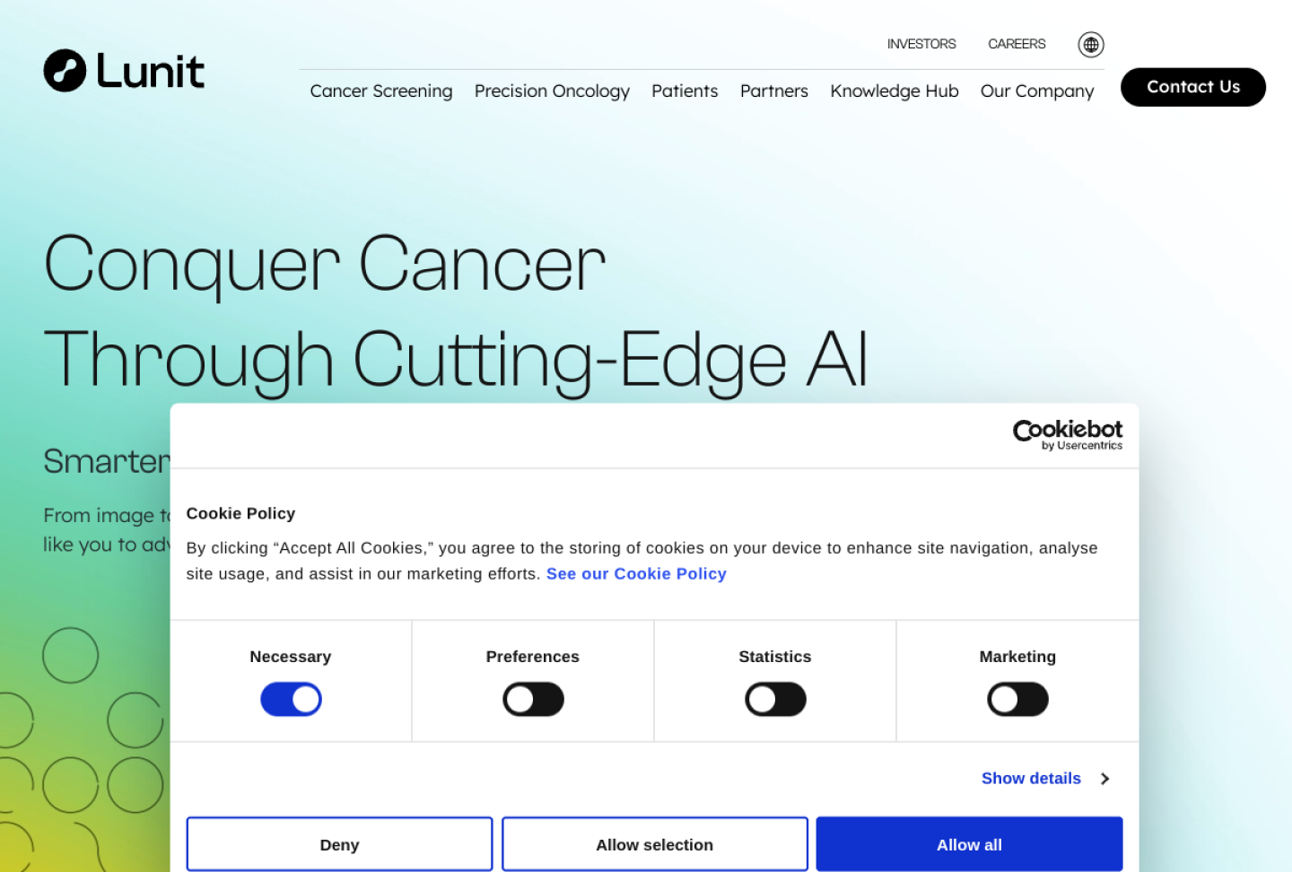 Screenshot of the official Lunit product page