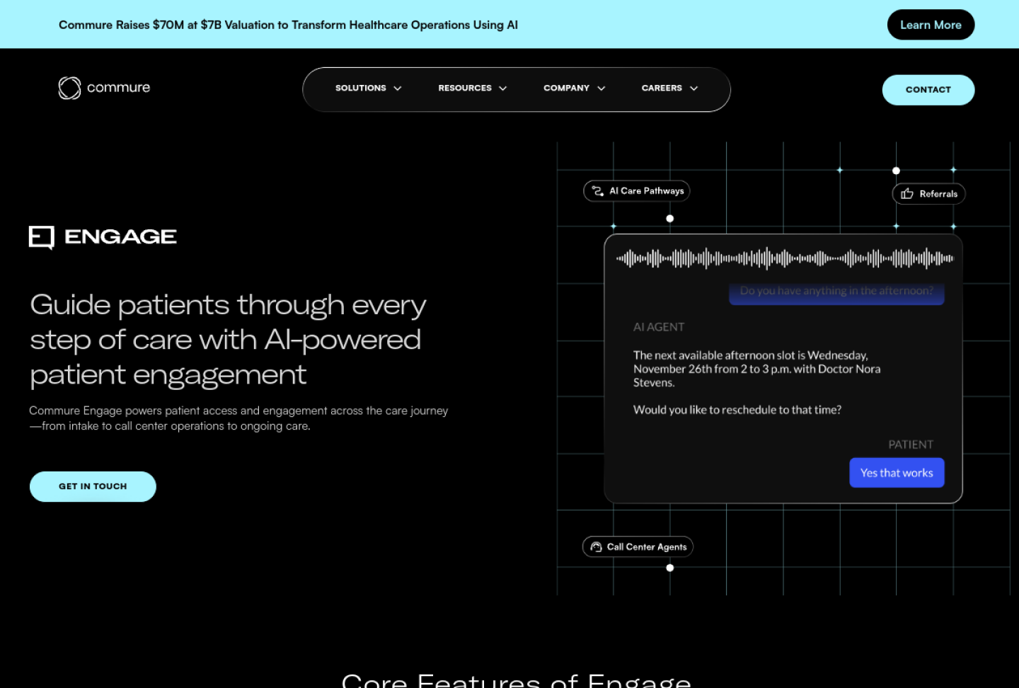 Screenshot of the official Memora Health product page