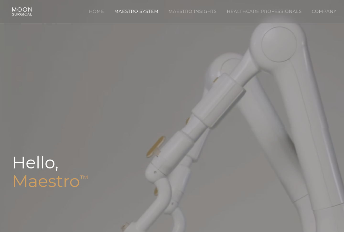 Screenshot of the official Moon Surgical Maestro product page