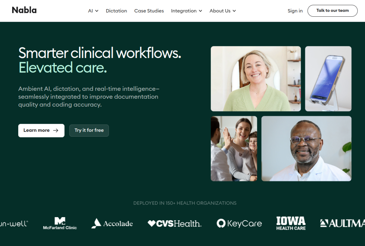 Screenshot of the official Nabla product page
