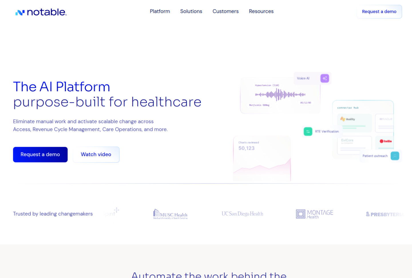 Screenshot of the official Notable product page