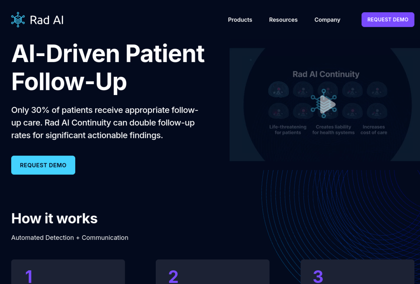 Screenshot of the official Rad AI Continuity product page