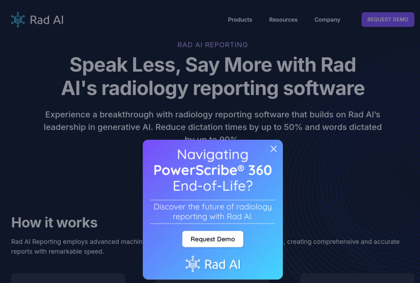 Screenshot of the official Rad AI product page
