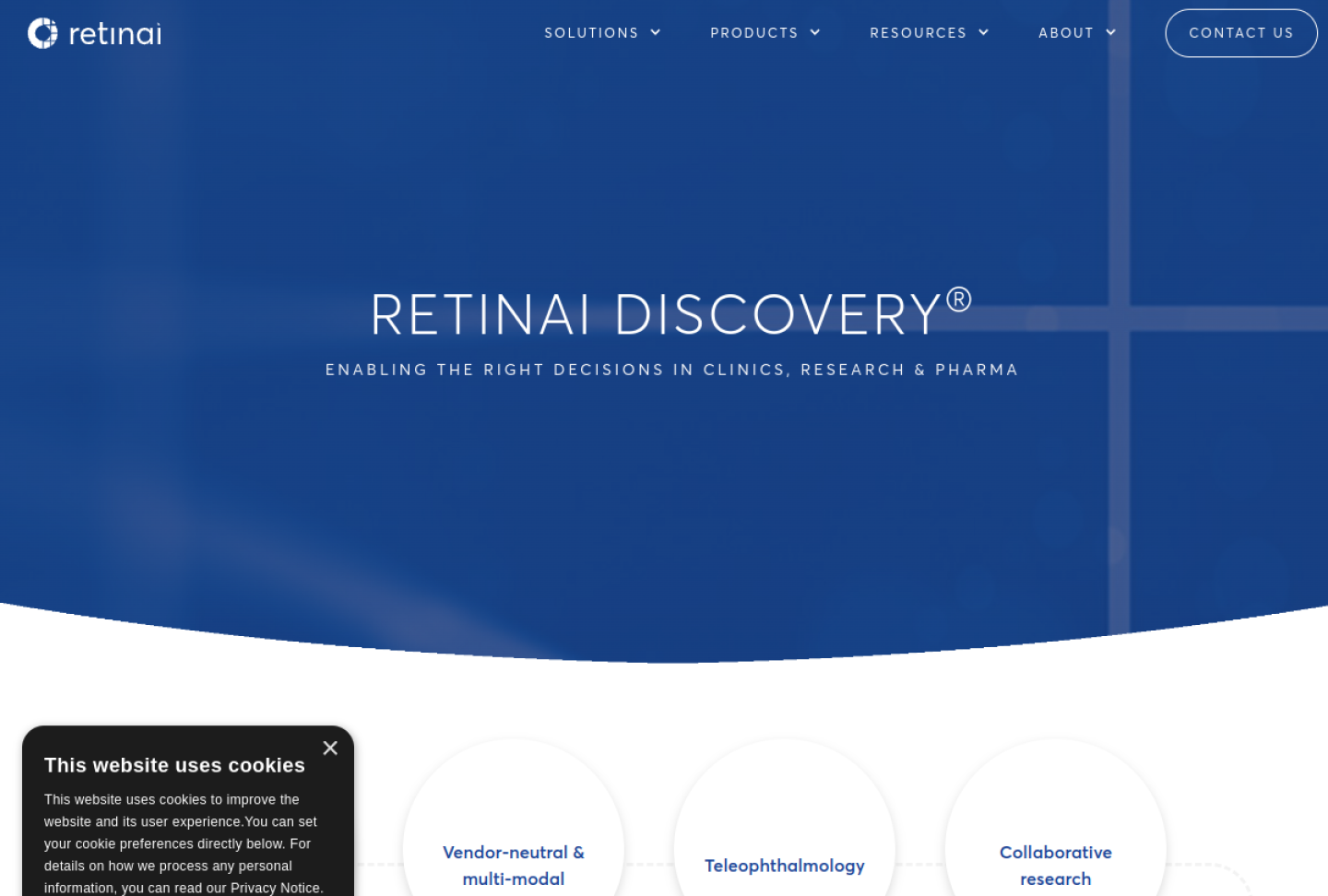 Screenshot of the official RetinAI Discovery product page